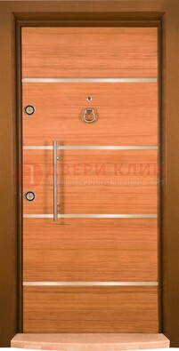Коричневая входная дверь c МДФ панелью ЧД-11 в частный дом в Ликино-Дулево