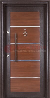 Коричневая входная дверь c МДФ панелью ЧД-27 в частный дом в Ликино-Дулево