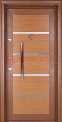 Коричневая входная дверь c МДФ панелью ЧД-33 в частный дом в Ликино-Дулево