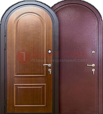 Железная арочная дверь с МДФ внутри ДА-14 в Костроме