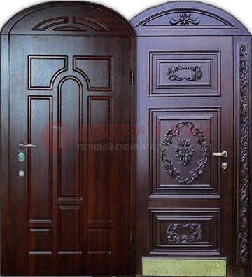 Стильная железная арочная дверь с декоративным элементом ДА-24 в Ликино-Дулево