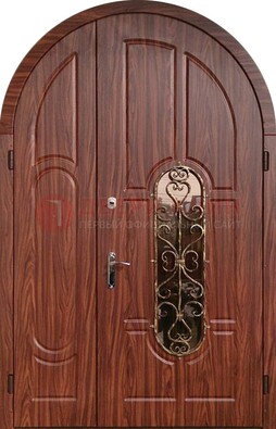 Арочная двухстворчатая стальная дверь Винорит ДА-54 в Ликино-Дулево