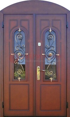 Двухстворчатая стальная дверь Винорит в форме арки ДА-55 в Ликино-Дулево