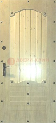 Белая железная дверь с евровагонкой ДЕ-9 в Ликино-Дулево