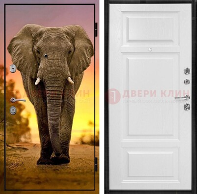 Металлическая дверь с фотопечатью слона ДФ-30 в Ликино-Дулево