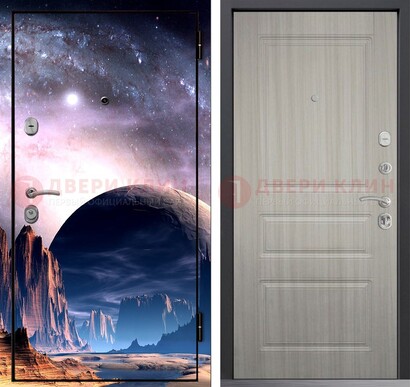 Железная дверь с фотопечатью космоса и планеты ДФ-50 в Ликино-Дулево