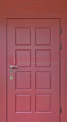 Красная стальная дверь с верхней фрамугой ДФГ-13 в Ликино-Дулево