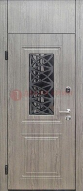 Металлическая дверь Винорит стекло и ковка с фрамугой ДФГ-33 в Ликино-Дулево