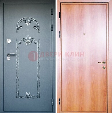Железная дверь с ковкой ламинат внутри ДК-11 в квартиру в Ликино-Дулево