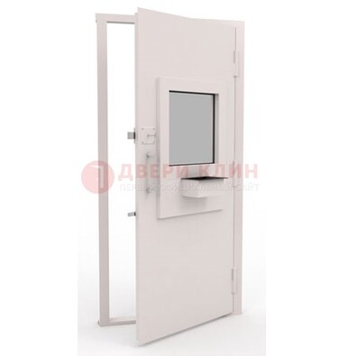 Белая металлическая дверь в кассу с нитроэмалью ДКС-4 в Ликино-Дулево
