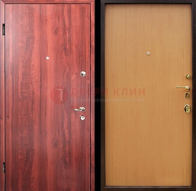 Красная железная дверь с ламинатом ДЛ-3 в Ликино-Дулево