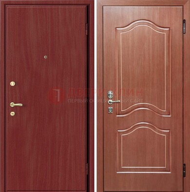 Красная металлическая дверь с ламинатом МДФ внутри ДЛ-8 в Ликино-Дулево