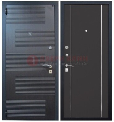 Темная металлическая дверь с МДФ ДМ-105 в деревянный дом в Ликино-Дулево