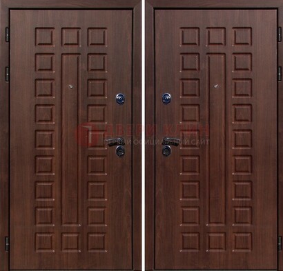 Коричневая железная дверь с МДФ снаружи ДМ-113 в Ногинске