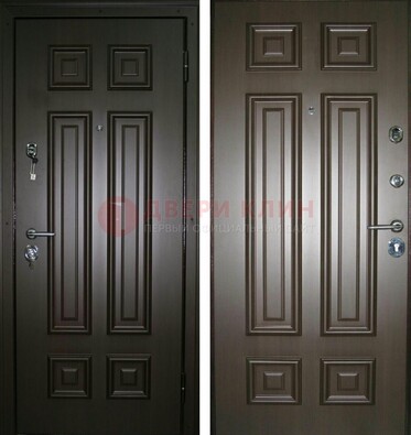Темная металлическая дверь с МДФ ДМ-136 в квартиру в Ликино-Дулево