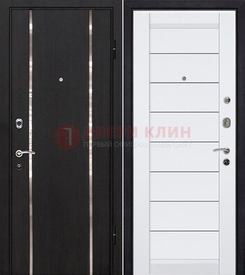Черная входная дверь с МДФ и декоративными вставками ДМ-143 в Кингисеппе
