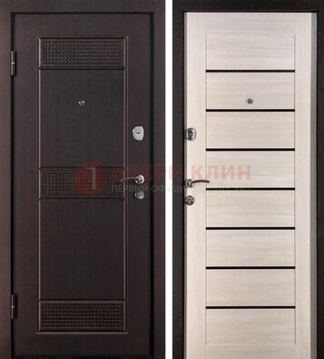 Темная стальная дверь с МДФ ДМ-147 для улицы в Ликино-Дулево