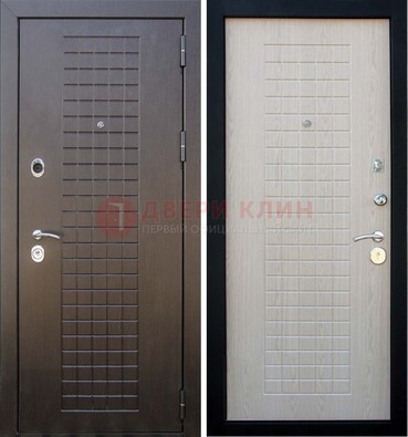 Темная железная дверь с МДФ ДМ-149 для деревянного дома в Туле
