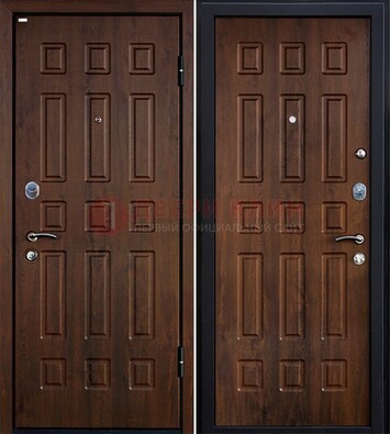 Коричневая металлическая дверь с МДФ ДМ-156 для квартиры в Ликино-Дулево