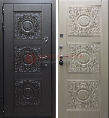 Темная стальная дверь с МДФ ДМ-161 для коттеджа в Ликино-Дулево