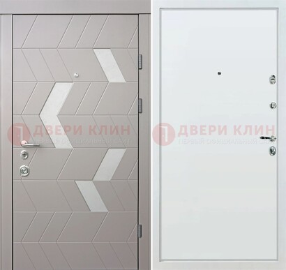 Светлая металлическая дверь с терморазрывом и МДФ панелью ДМ-190 в Ликино-Дулево