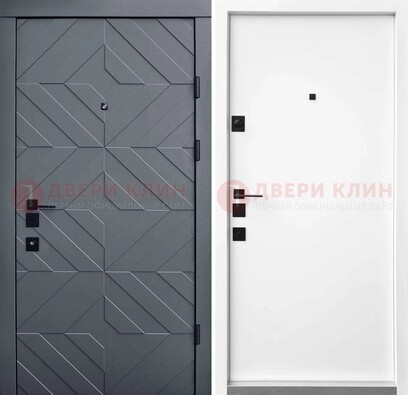 Темная уличная дверь с филенчатой МДФ внутри ДМ-205 в Ликино-Дулево