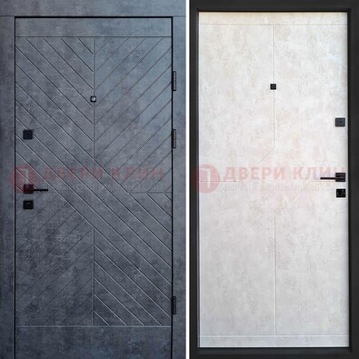 Серая железная дверь с филенчатой МДФ ДМ-217 в Мурино