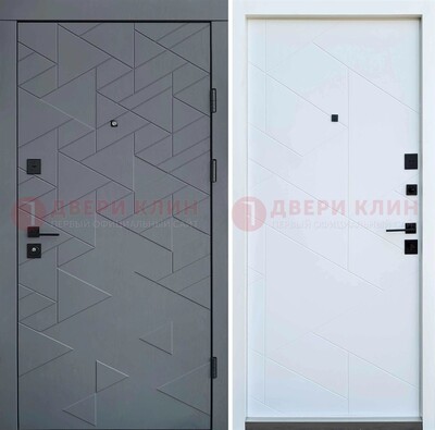 Серая металлическая дверь МДФ с узором  ДМ-224 в Ликино-Дулево