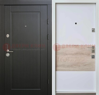 Черная металлическая дверь с белой МДФ внутри ДМ-230 в Ликино-Дулево