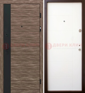Коричневая входная дверь с черной вставкой МДФ ДМ-239 в Ликино-Дулево