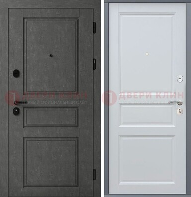 Серая металлическая филенчатая дверь МДФ ДМ-247 в Ликино-Дулево