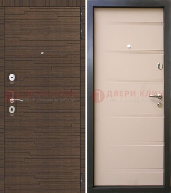Коричневая  железная дверь c фрезерованной МДФ ДМ-248 в Ликино-Дулево