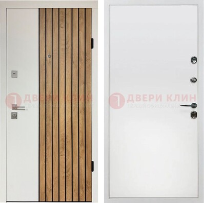 Белая с коричневой вставкой филенчатая дверь МДФ ДМ-278 в Ликино-Дулево