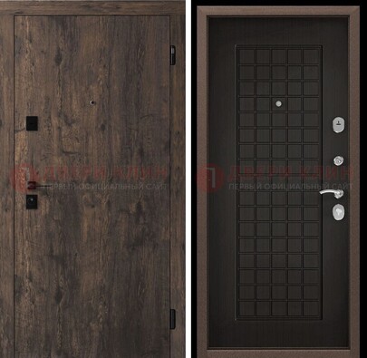 Металлическая коричневая дверь с МДФ темным внутри ДМ-286 в Ликино-Дулево