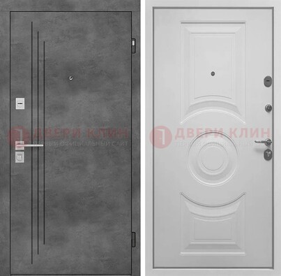 Металлическая серая дверь с МДФ светло-серой внутри ДМ-287 в Ликино-Дулево