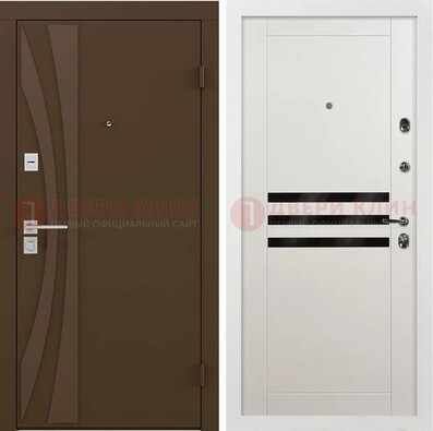 Стальная коричневая дверь с МДФ панелями ДМ-293 в Ликино-Дулево