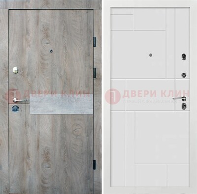 Серая металлическая дверь с белой МДФ внутри ДМ-297 в Ликино-Дулево
