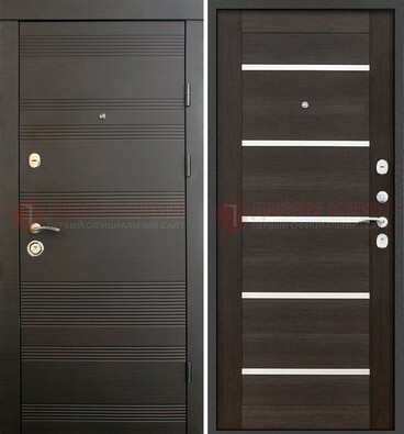 Черная металлическая входная дверь и внутри коричневый МДФ ДМ-301 в Ликино-Дулево