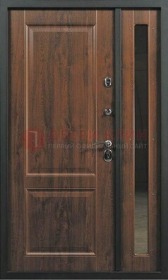 Темная железная дверь с панелью МДФ с зеркалом ДМ-338 в Ликино-Дулево
