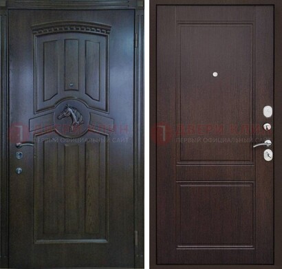 Темно-коричневая железная дверь с МДФ ДМ-350 в Дмитрове