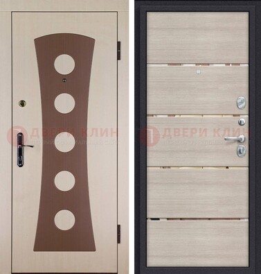 Светлая металлическая дверь с МДФ в квартиру ДМ-365 в Ликино-Дулево