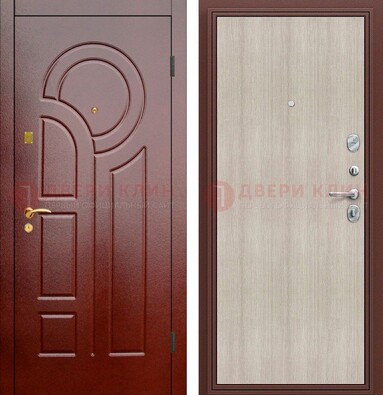 Красная металлическая дверь с МДФ панелями ДМ-368 в Ликино-Дулево