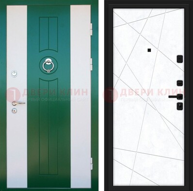 Зеленая железная дверь с панелями МДФ ДМ-369 в Ликино-Дулево