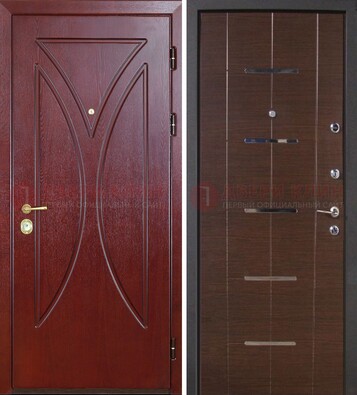 Темно-красная железная дверь с МДФ ДМ-370 в Ликино-Дулево