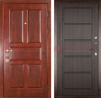 Красная металлическая дверь с МДФ в квартиру ДМ-387 в Великом Новгороде