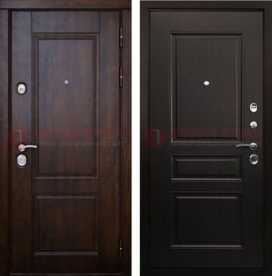 Классическая железная дверь с темными МДФ панелями ДМ-390 в Ликино-Дулево