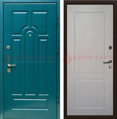 Синяя железная дверь с МДФ в квартиру ДМ-396 в Ликино-Дулево