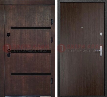 Темная стальная дверь с МДФ в стиле хайтек ДМ-414 в Ликино-Дулево