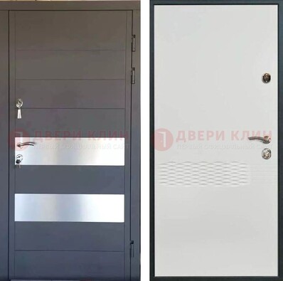 Металлическая дверь МДФ темная и светлая ДМ-420 в Ликино-Дулево
