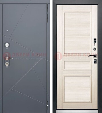 Серая железная дверь с панелями МДФ ДМ-422 в Мурманске